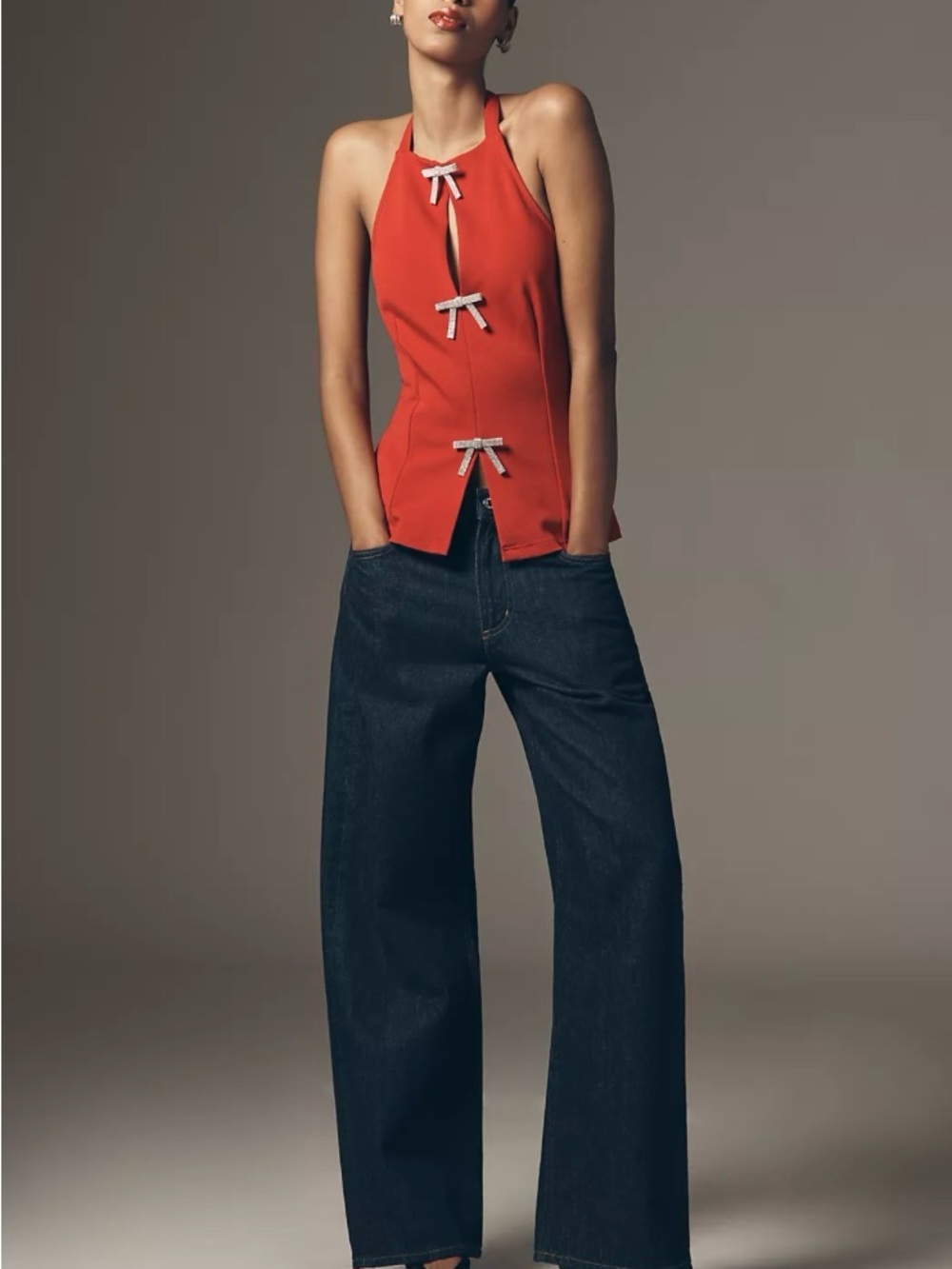 NWT Anthropologie Maeve Bow Embellished Tank Top